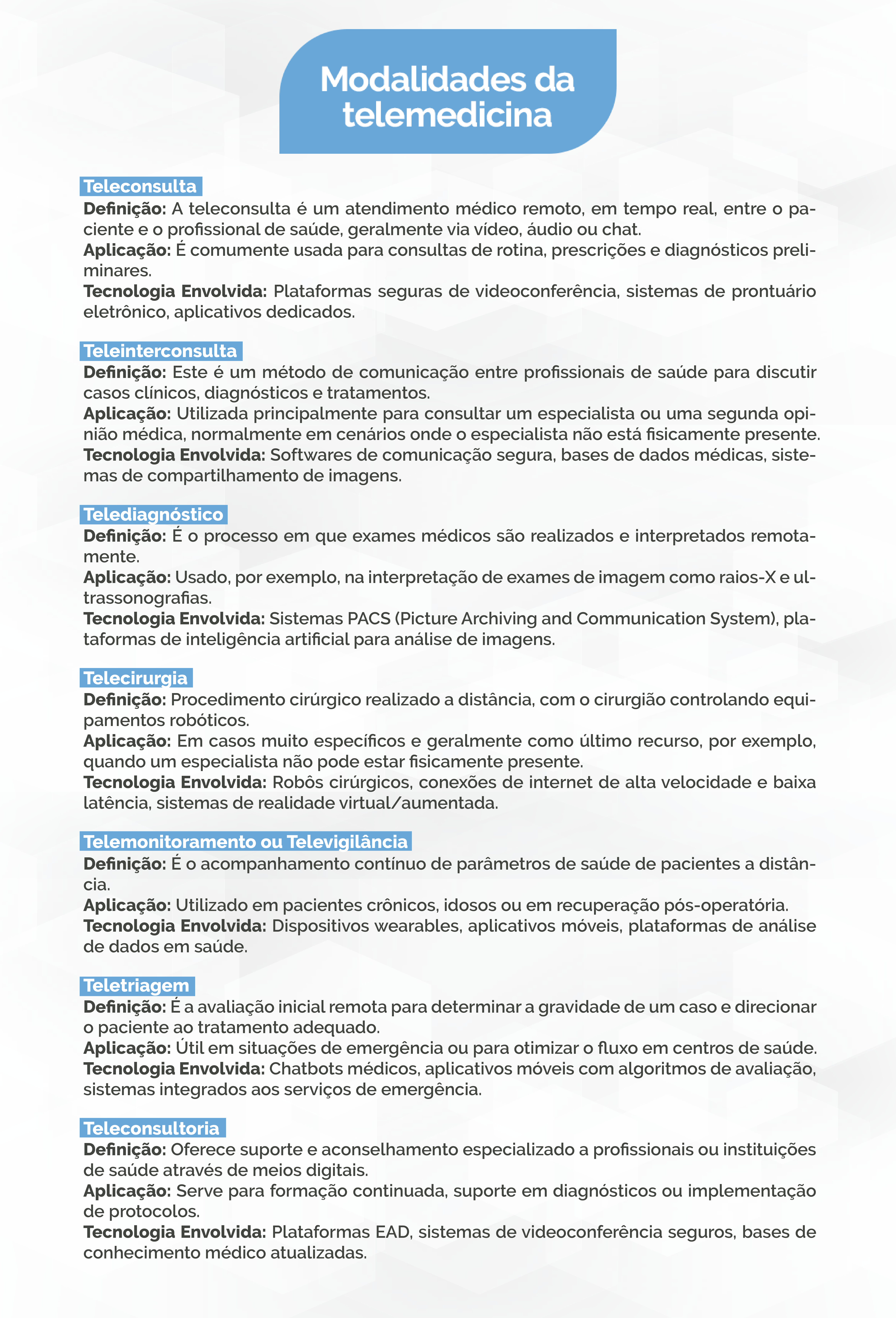 modalidades da telemedicina